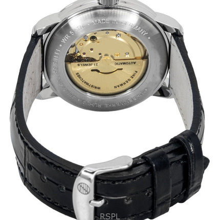 Zeppelin Friedrichshafen svart läderarmband silverfärgad urtavla automatisk 85624 herrklocka