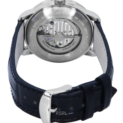 Zeppelin Friedrichshafen Läderrem Silver Open Heart Urtavla Automatisk 85664 Herrklocka