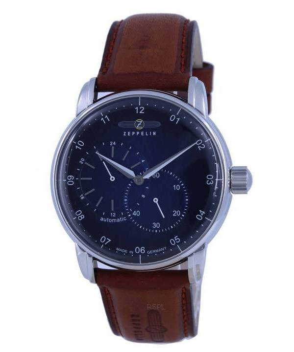 Zeppelin New Captain's Line Blue Dial Läderrem Automatisk 8662-3 86623 Herrklocka