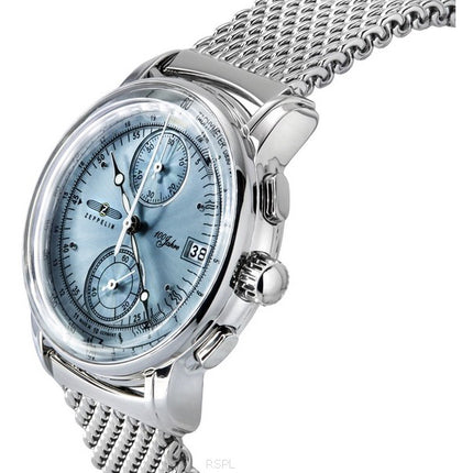 Zeppelin 100 Jahre Ed 1 Chronograph Ice Blue Dial Quartz 8670M4 herrklocka