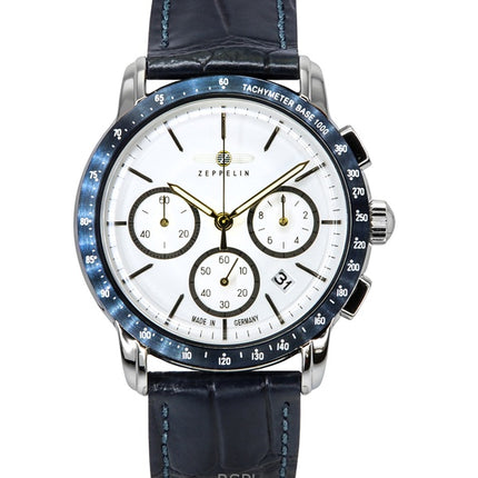 Zeppelin New York Chronograph Läderrem White Dial Quartz 88781 Herrklocka