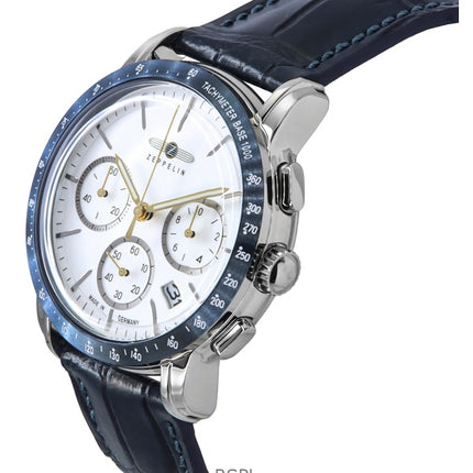 Zeppelin New York Chronograph Läderrem White Dial Quartz 88781 Herrklocka