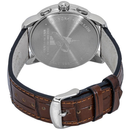 Zeppelin New York Chronograph Läderarmband Vit Urtavla Quartz 88784 Herrklocka