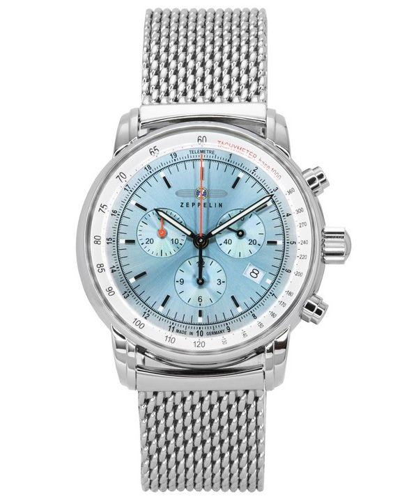 Zeppelin LZ14 Marine Chronograph Rostfritt stål Ice Blue Dial Quartz 8886M3 Herrklocka