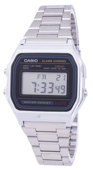 Casio Digital rostfritt stål dagliga Alarm A158WA-1DF A158WA-1 mäns klocka