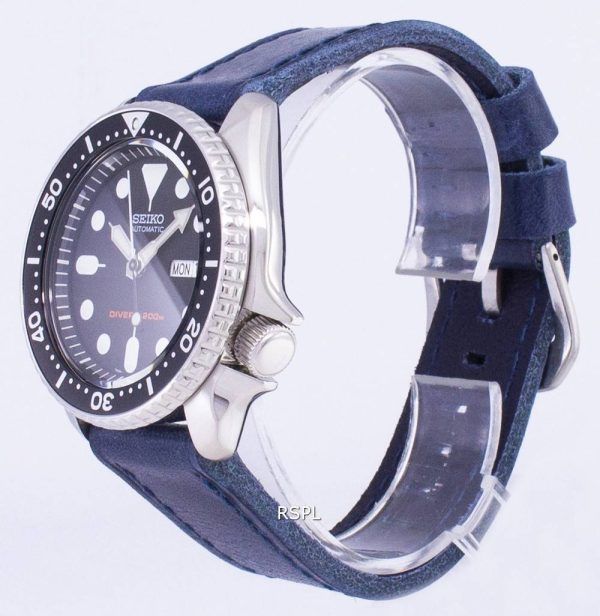 Seiko Automatic SKX007K1-LS13 Diver's 200M mörk blått läder rem mäns klockor