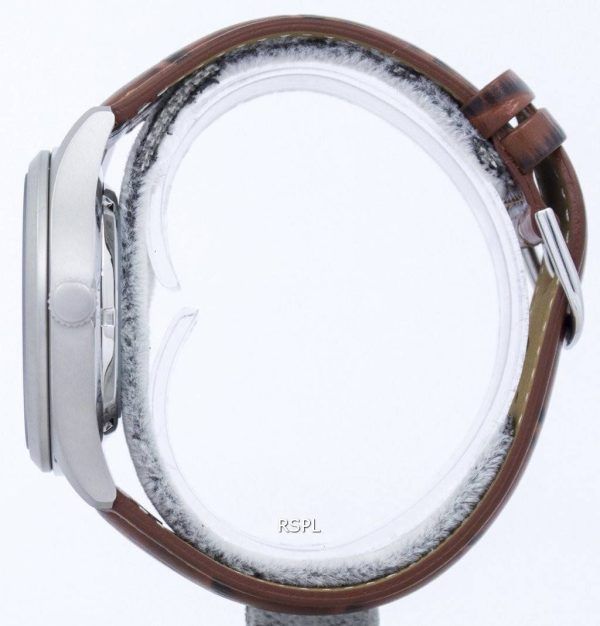 Seiko 5 Sport automatisk Japan gjort baserat på brunt läder SNZG15J1-LS7 mäns klockor