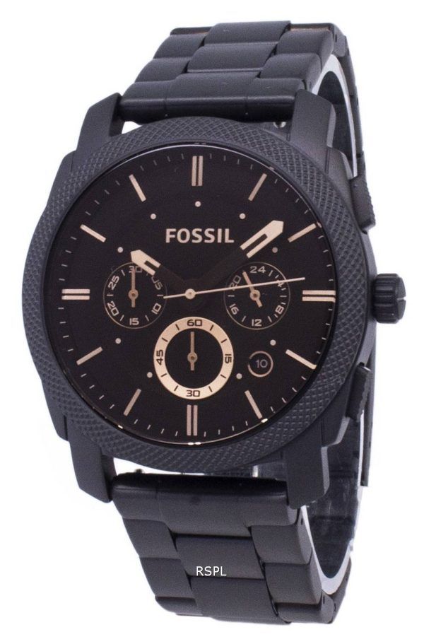 Fossila maskin mellanstorlek kronograf svart IP rostfritt stål FS4682 mäns klocka