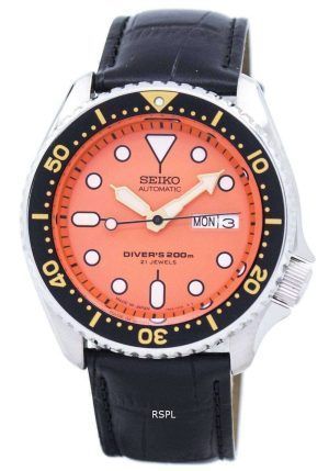Seiko Automatic Diver&#39,s Ratio Black Leather SKX011J1-LS6 200M Herrklocka