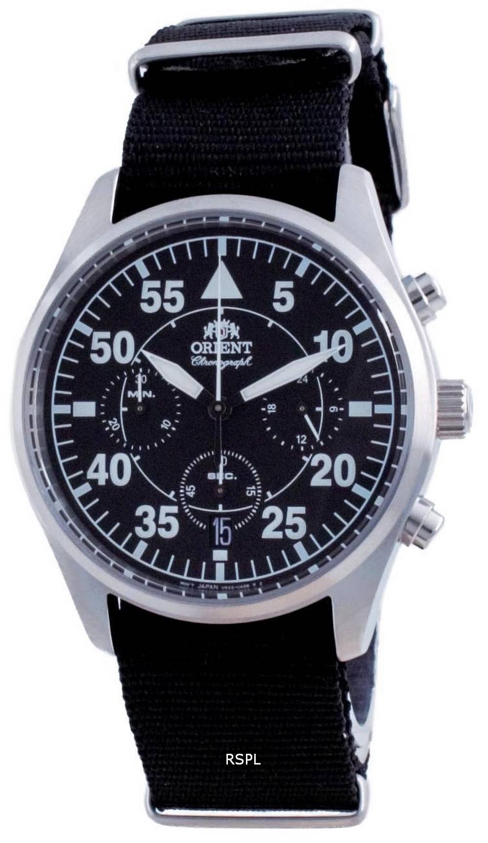 Orient Sports Flight Style Chronograph Black Dial Quartz RA-KV0502B10B Herrklocka