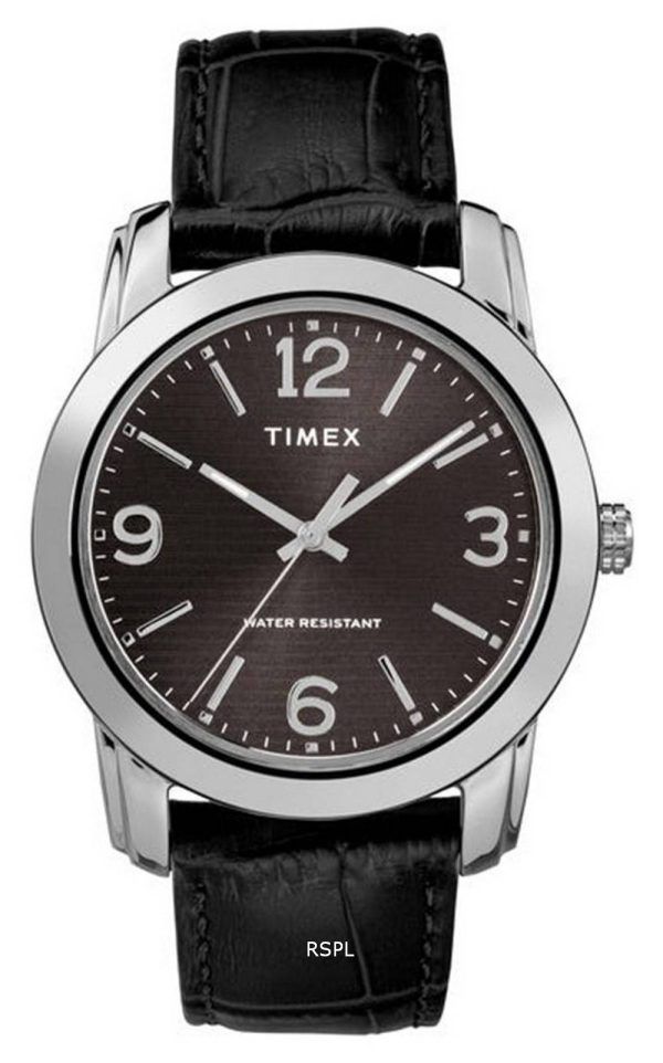 Timex Classic Black Dial LÃ¤derrem Kvarts TW2R86600 Herrklocka