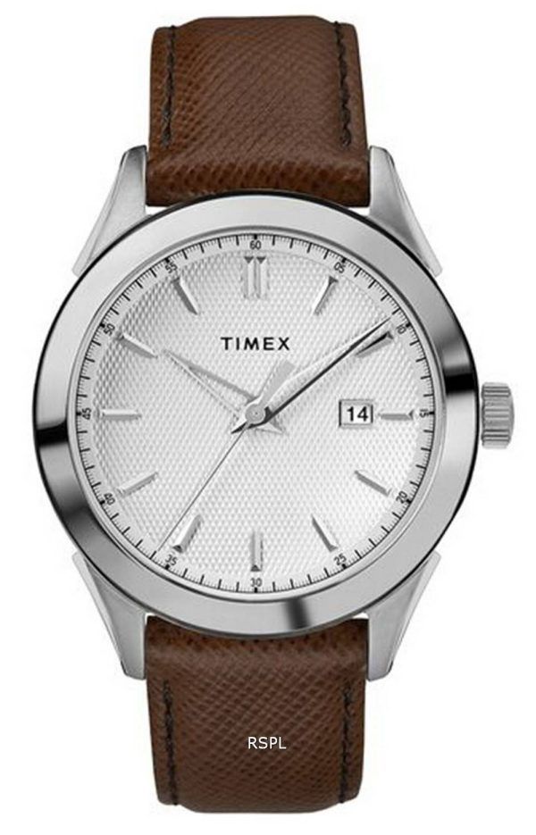 Timex Torrington Silver Dial LÃ¤derrem Kvarts TW2R90300 Herrklocka