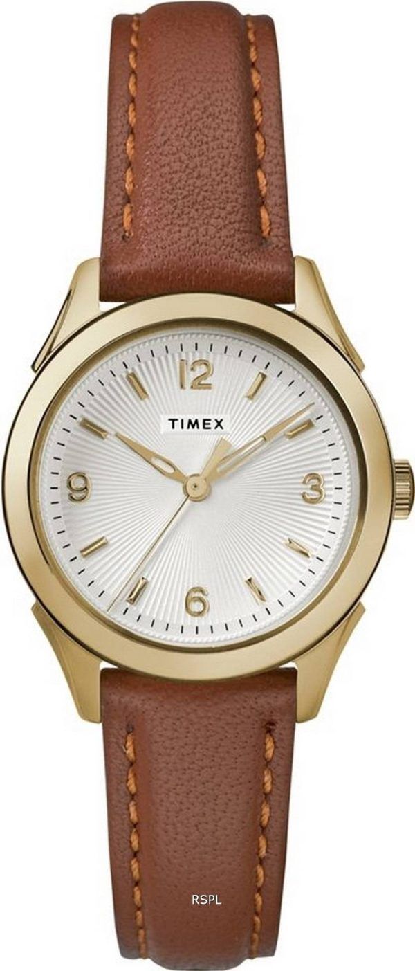 Timex Torrington Silver Dial LÃ¤derrem Kvarts TW2R91100 Damklocka