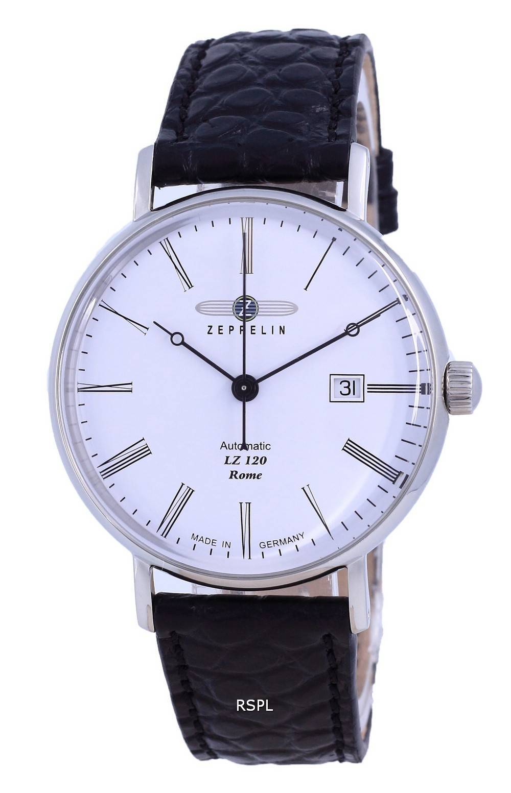 Zeppelin LZ120 Rome White Dial Leather Automatic 7154-4 71544 Herrklocka