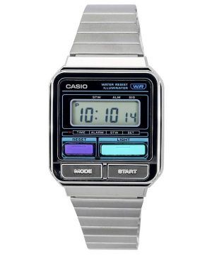 Casio Vintage digitalt armband i rostfritt stål Quartz A120WE-1A unisexklocka