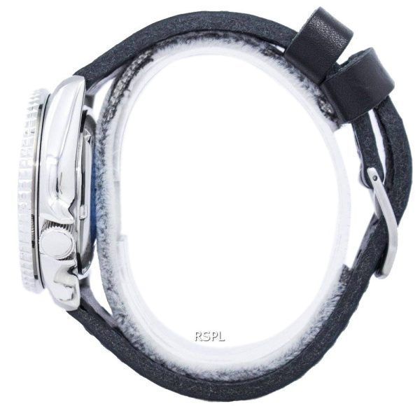 Seiko Automatic Divers baserat svart läder SKX007J1-LS8 200M mäns klockor