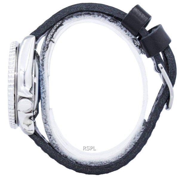 Seiko Automatic Divers baserat svart läder SKX009J1-LS8 200M mäns klockor