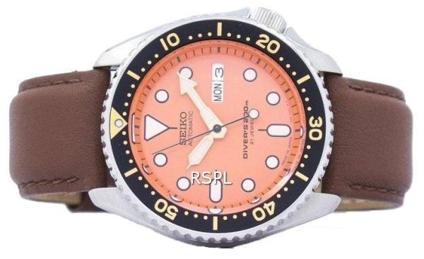 Seiko Automatic Diver&#39,s Ratio Brown Leather SKX011J1-LS12 200M Herrklocka