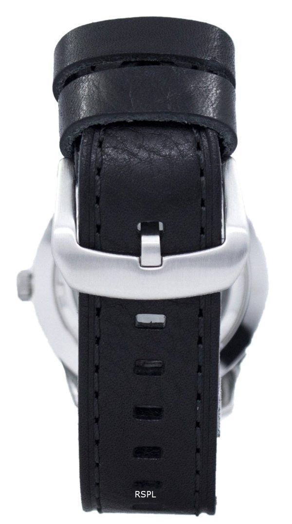 Seiko 5 Sport automatisk Japan Made baserat svart läder SNZG15J1-LS8 mäns klockor