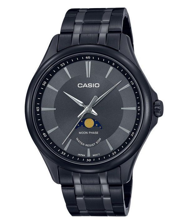 Casio Standard Analog Moon Phase Black Dial Quartz MTP-M100B-1A herrklocka