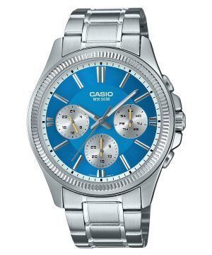 Reloj Casio Enticer analÃ³gico de acero inoxidable con esfera azul hielo y cuarzo MTP-1375D-2A2 para hombre