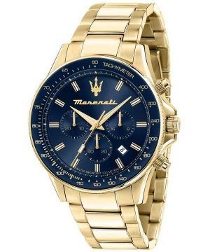 Maserati Sfida Chronograph Gold Tone Rostfritt stål Blue Dial Quartz R8873640008 100M herrklocka