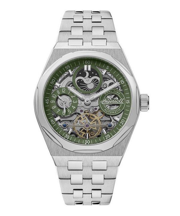 Ingersoll The Broadway Dual Time Green Skeleton Dial Automatic I12905 Herrklocka