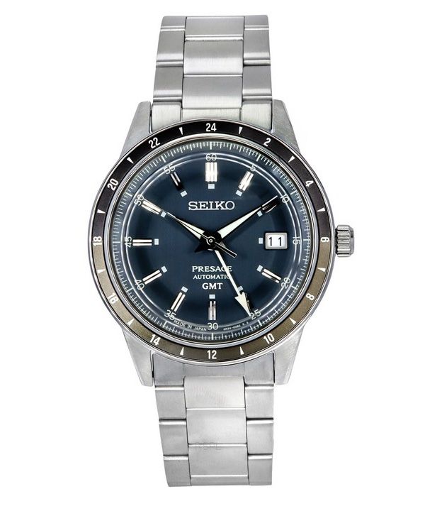 Seiko Presage Style60&#39,s GMT rostfritt stål blå urtavla automatisk SSK009J1 herrklocka