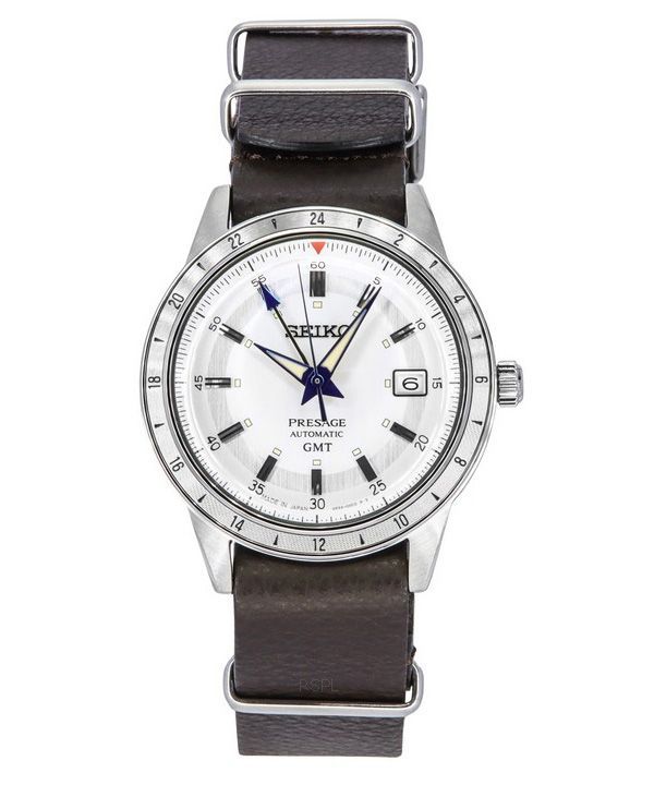Seiko Presage Style60&#39,s GMT Watchmaking 110-årsjubileum Limited Editions Läderrem Vit Urtavla Automatisk SSK015J1 Herr Wat